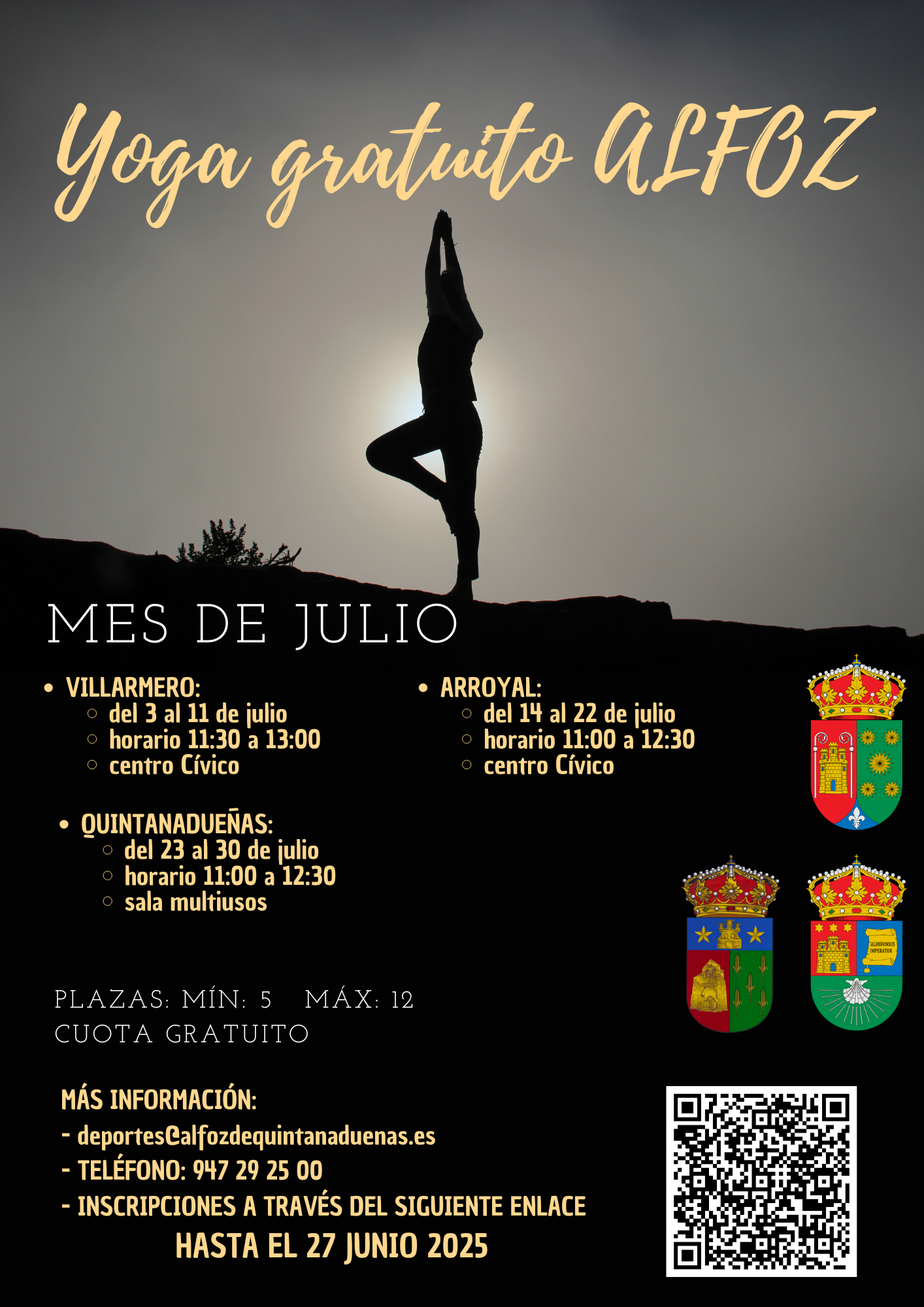 Sesiones de yoga en julio en el Alfoz de Quintanadueñas